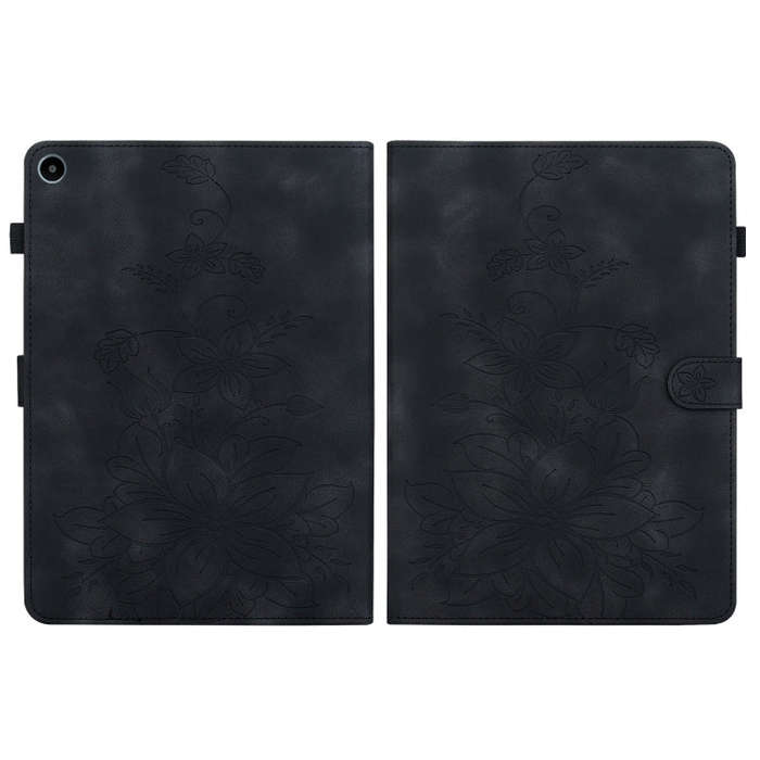 For Huawei MatePad SE 10.4 Lily Embossed Leather Tablet Case(Black)