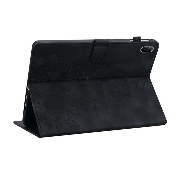 For Huawei MatePad SE 11 2024 Lily Embossed Leather Tablet Case(Black)