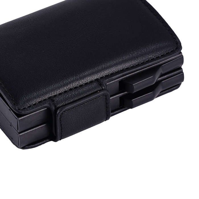 FY2403 RFID Anti-magnetic Crazy Horse Texture PU Dual Box Card Bag(Black)