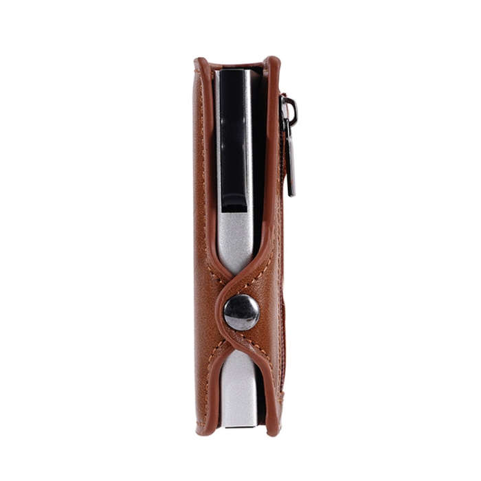 FY2404 RFID Anti-magnetic Double Ear Buckle PU Card Bag(Brown)