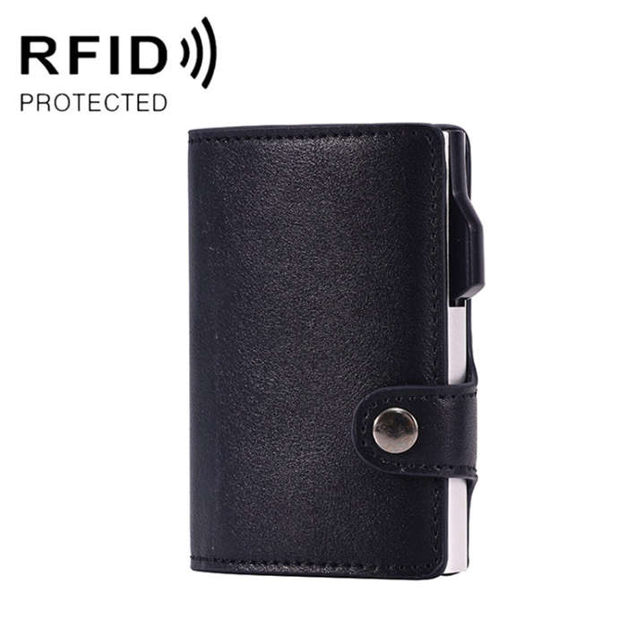 FY2405 RFID Anti-magnetic Crazy Horse Texture PU Card Bag(Black)