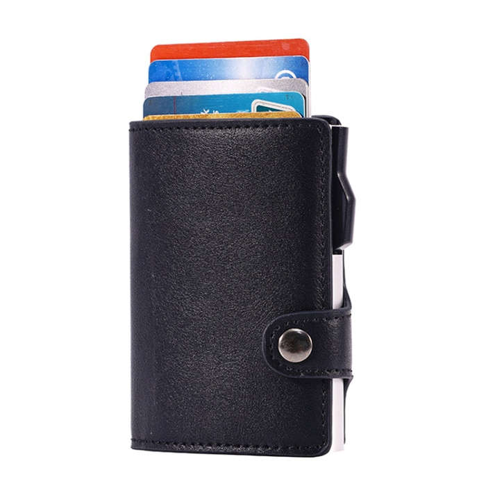 FY2405 RFID Anti-magnetic Crazy Horse Texture PU Card Bag(Black)