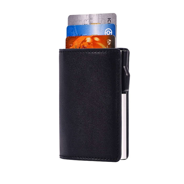 FY2406 RFID Anti-magnetic Crazy Horse Texture PU Card Bag(Black)