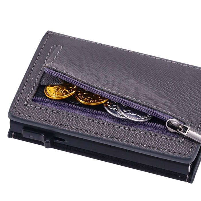 FY2409 RFID Anti-magnetic Cross Texture PU Triple Fold Card Bag(Grey)