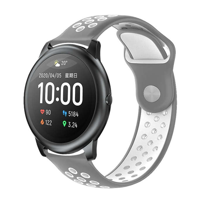 For Xiaomi Haylou Solar / LS05 Silicone Reverse Buckle Strap(Grey+White)