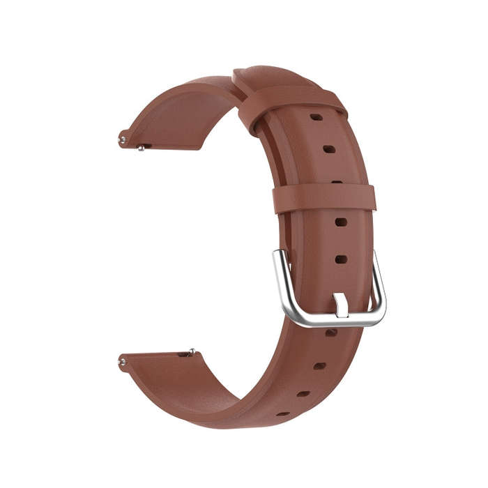 For Samsung Galaxy Watch 3 45mm 22mm Leather Strap with Round Tail Buckle(Brown)