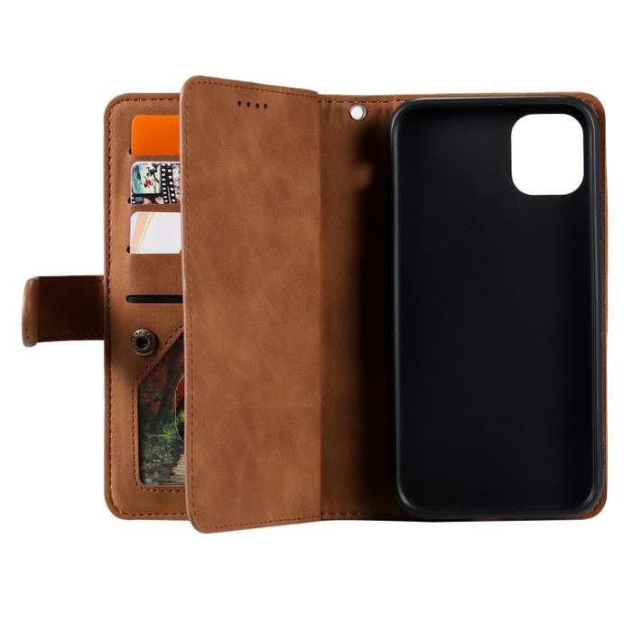 For Motorola Edge 60 Pro Nine Card Zipper Bag Leather Phone Case with Lanyard(Brown)
