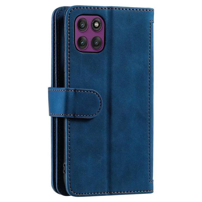 For Motorola Edge 60 Pro Nine Card Zipper Bag Leather Phone Case with Lanyard(Blue)