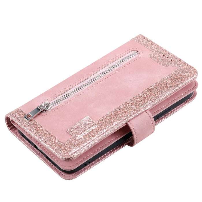 For Motorola Edge 60 Pro Nine Card Zipper Bag Leather Phone Case with Lanyard(Pink)