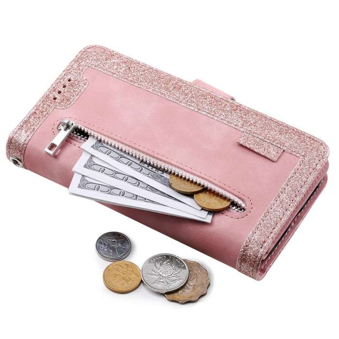 For Motorola Edge 60 Pro Nine Card Zipper Bag Leather Phone Case with Lanyard(Pink)