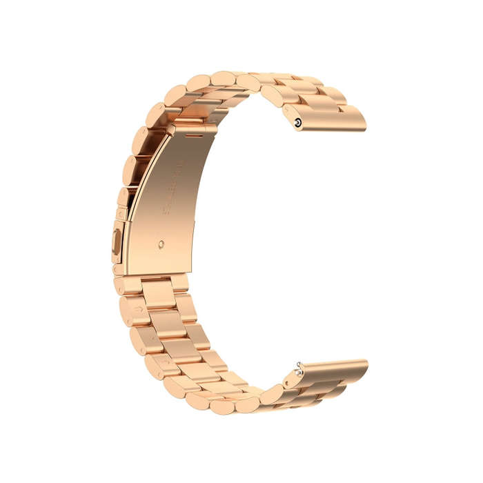 For Ticwatch GTX 22mm Three Buckle Stainless Steel Watch Band(Rose Gold)