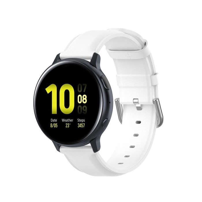 For Galaxy Watch Active3 / Galaxy Watch 3 41mm 20mm Universal Leather Watch Band(White)