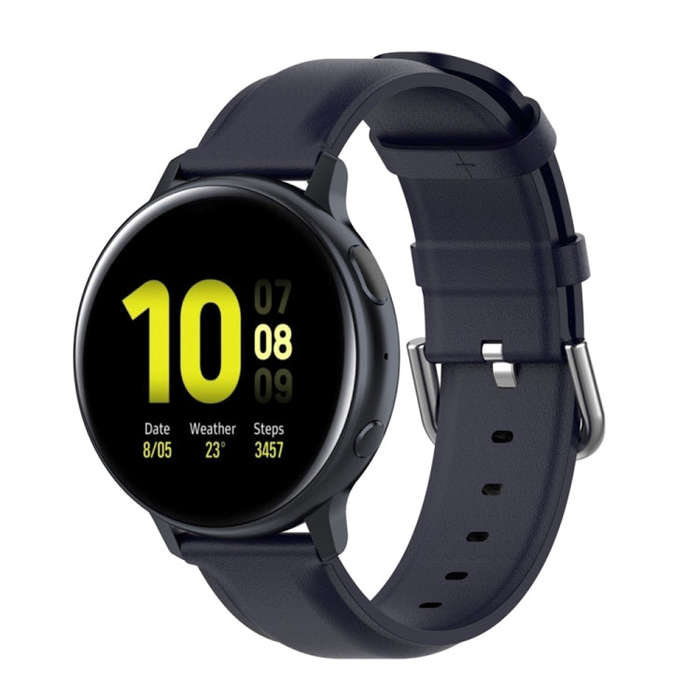 For Galaxy Watch Active3 / Galaxy Watch 3 41mm 20mm Universal Leather Watch Band(Navy Blue)