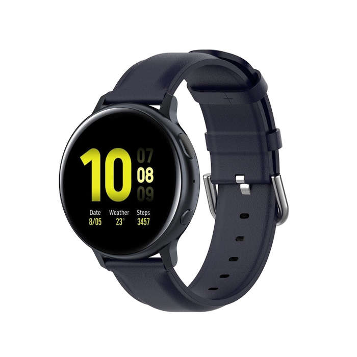 For Galaxy Watch Active3 / Galaxy Watch 3 41mm 20mm Universal Leather Watch Band(Navy Blue)