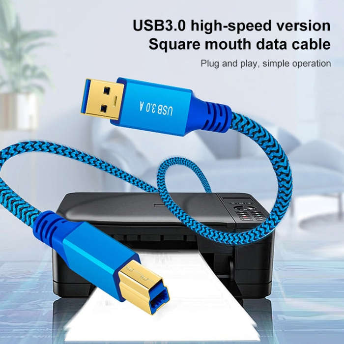 Printer / Hard Disk USB 3.0 A Male to B Male Connector Cable, Length:3m(Blue)