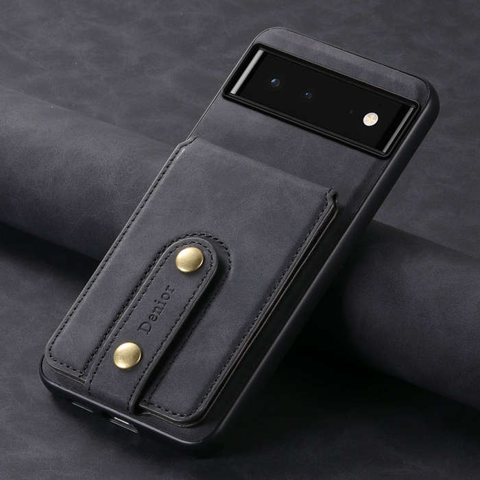 For Google Pixel 6 Denior D14 NK Retro Pattern MagSafe Magnetic Card Holder Leather Phone Case(Bl...