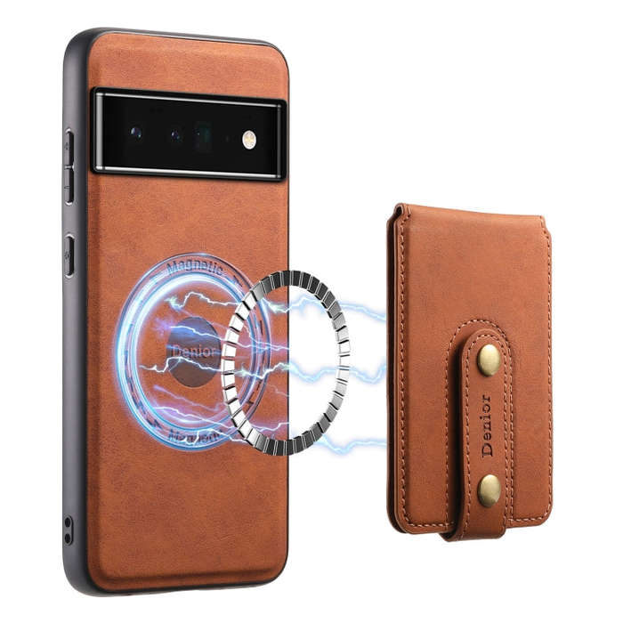 For Google Pixel 6 Pro Denior D14 NK Retro Pattern MagSafe Magnetic Card Holder Leather Phone Cas...