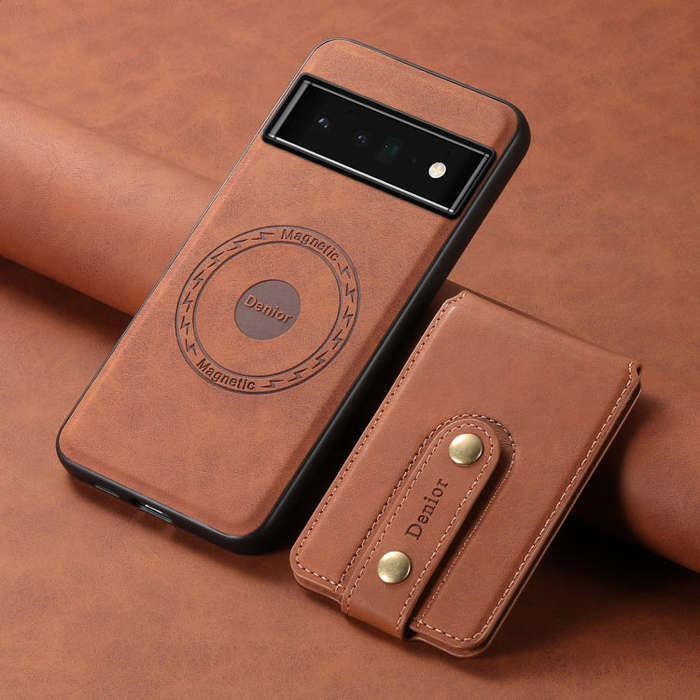For Google Pixel 6 Pro Denior D14 NK Retro Pattern MagSafe Magnetic Card Holder Leather Phone Cas...
