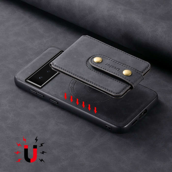 For Google Pixel 6 Pro Denior D14 NK Retro Pattern MagSafe Magnetic Card Holder Leather Phone Cas...
