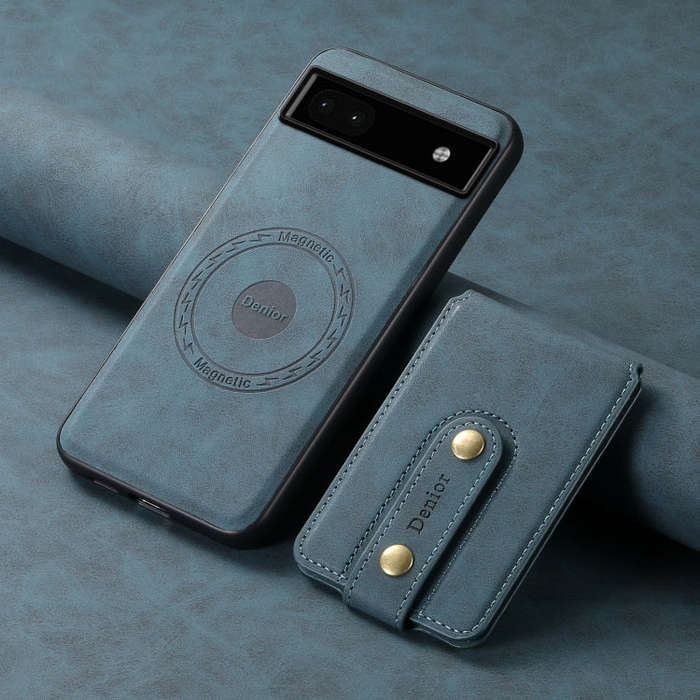 For Google Pixel 6a Denior D14 NK Retro Pattern MagSafe Magnetic Card Holder Leather Phone Case(B...