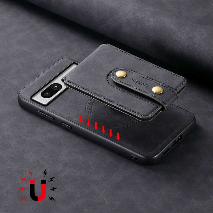 For Google Pixel 7a Denior D14 NK Retro Pattern MagSafe Magnetic Card Holder Leather Phone Case(B...
