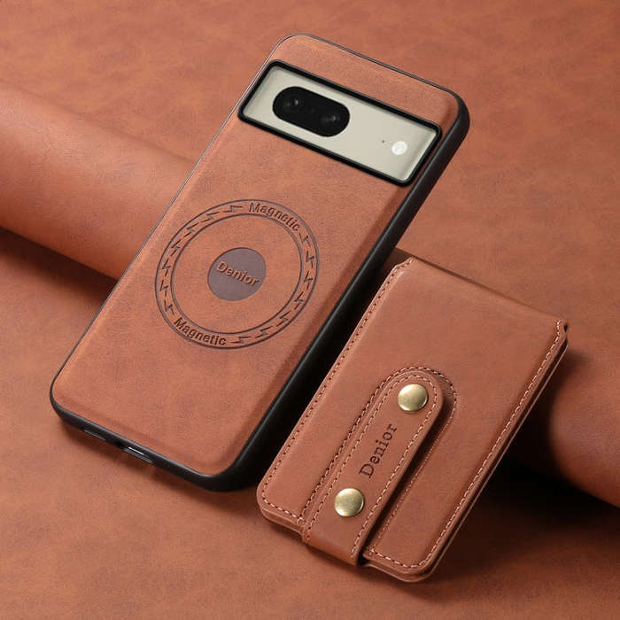 For Google Pixel 8 Denior D14 NK Retro Pattern MagSafe Magnetic Card Holder Leather Phone Case(Br...