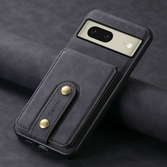 For Google Pixel 8 Denior D14 NK Retro Pattern MagSafe Magnetic Card Holder Leather Phone Case(Bl...