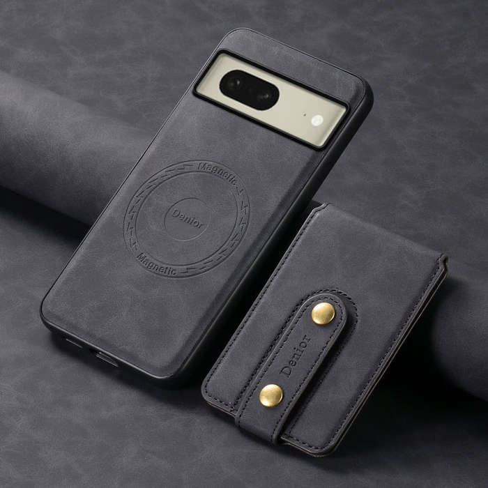 For Google Pixel 8 Denior D14 NK Retro Pattern MagSafe Magnetic Card Holder Leather Phone Case(Bl...