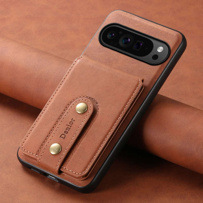 For Google Pixel 9 Pro Denior D14 NK Retro Pattern MagSafe Magnetic Card Holder Leather Phone Cas...