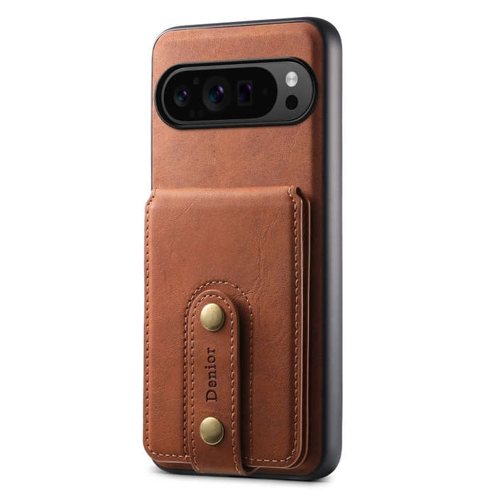 For Google Pixel 9 Pro Denior D14 NK Retro Pattern MagSafe Magnetic Card Holder Leather Phone Cas...