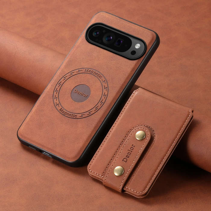 For Google Pixel 9 Pro Denior D14 NK Retro Pattern MagSafe Magnetic Card Holder Leather Phone Cas...
