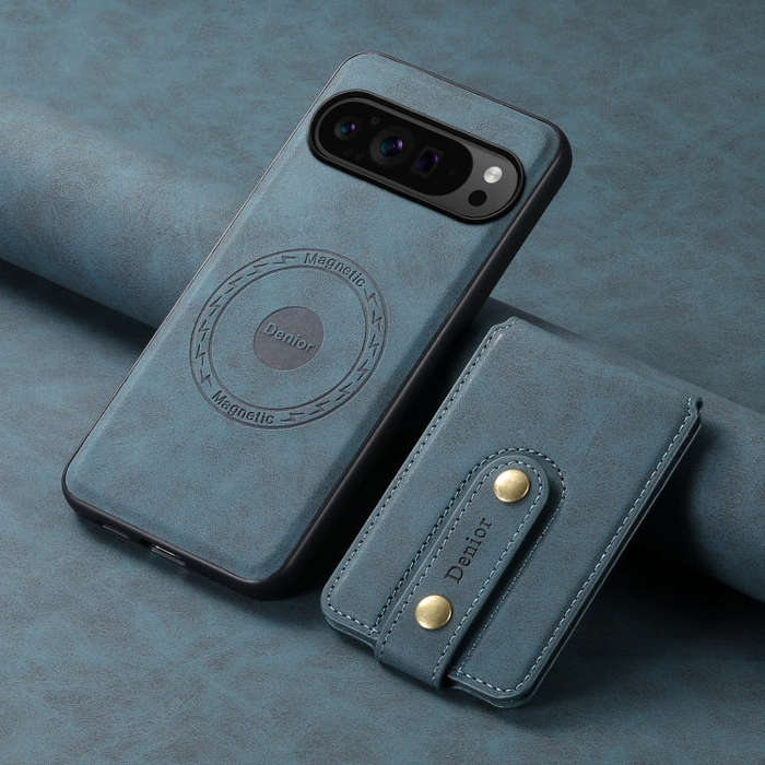 For Google Pixel 9 Pro Denior D14 NK Retro Pattern MagSafe Magnetic Card Holder Leather Phone Cas...