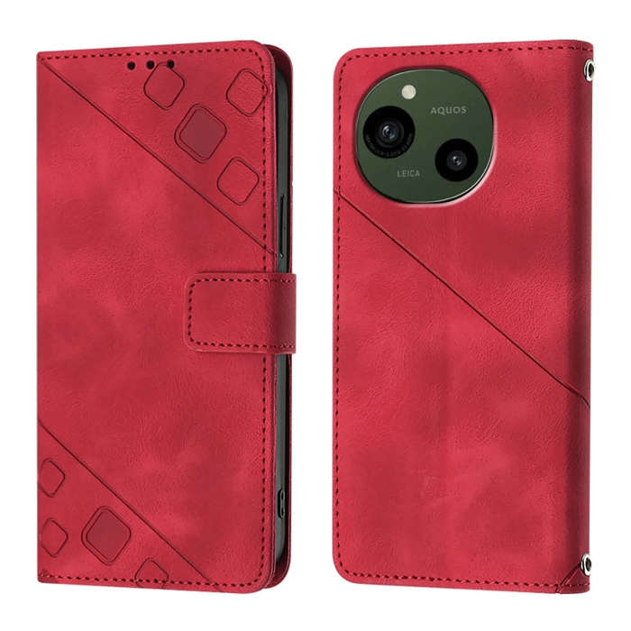 For Sharp Aquos R9 Skin Feel Embossed Leather Phone Case(Red)