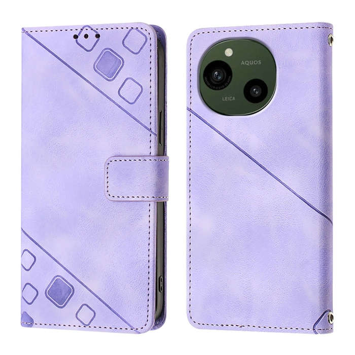 For Sharp Aquos R9 Skin Feel Embossed Leather Phone Case(Light Purple)