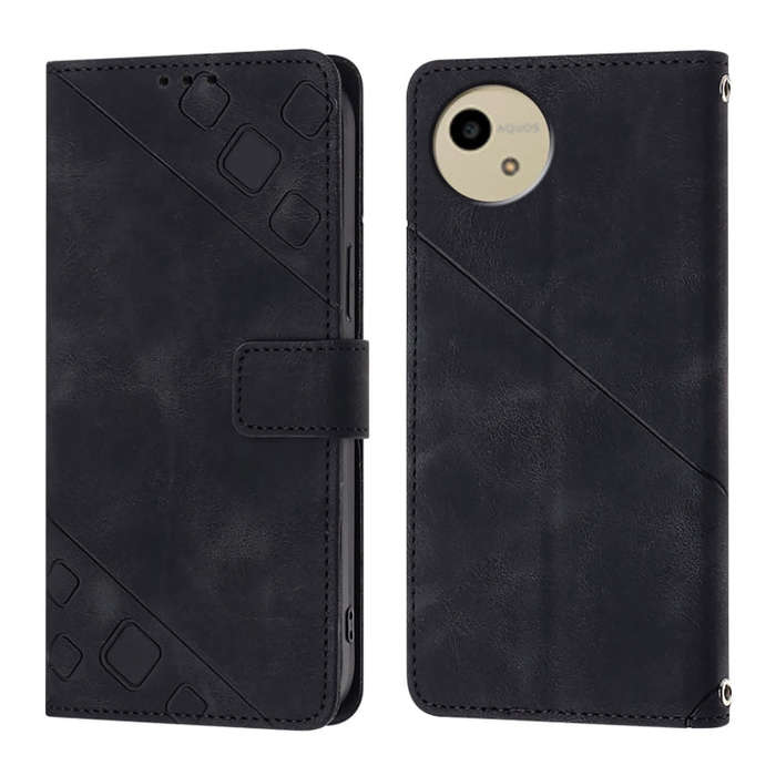For Sharp Aquos Wish4 Skin Feel Embossed Leather Phone Case(Black)