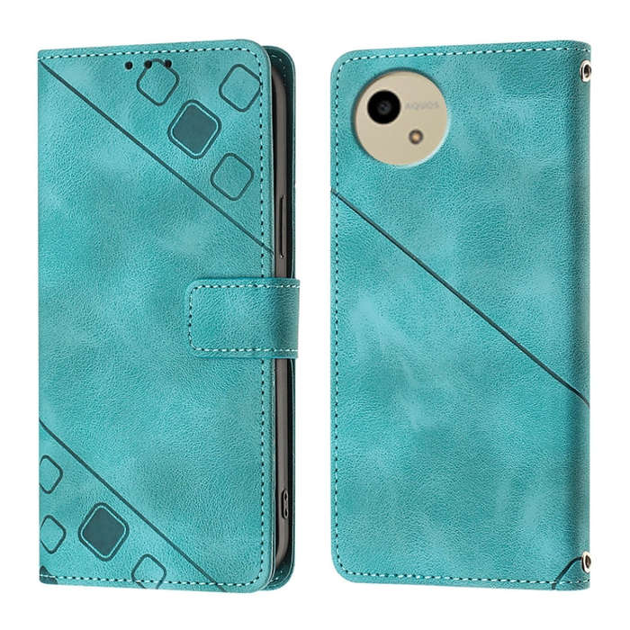 For Sharp Aquos Wish4 Skin Feel Embossed Leather Phone Case(Green)