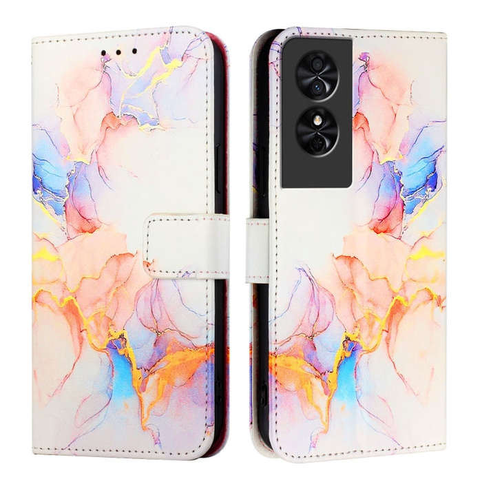 For TCL 50 SE PT003 Marble Pattern Flip Leather Phone Case(Galaxy Marble White)