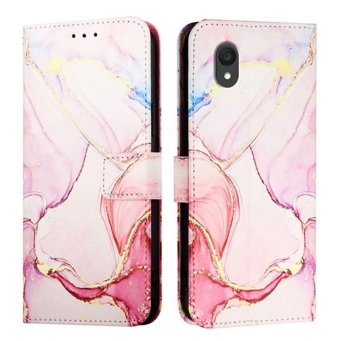 For TCL 201 PT003 Marble Pattern Flip Leather Phone Case(Rose Gold)