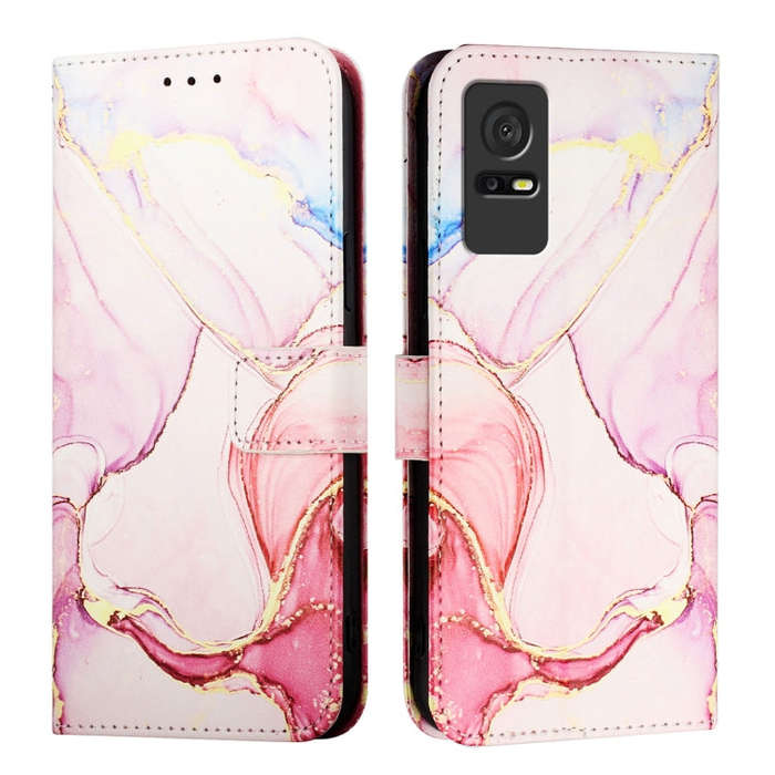 For TCL 405 / 406 / 408 PT003 Marble Pattern Flip Leather Phone Case(Rose Gold)