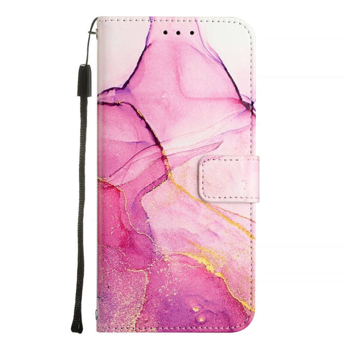 For TCL 505 PT003 Marble Pattern Flip Leather Phone Case(Pink Purple Gold)
