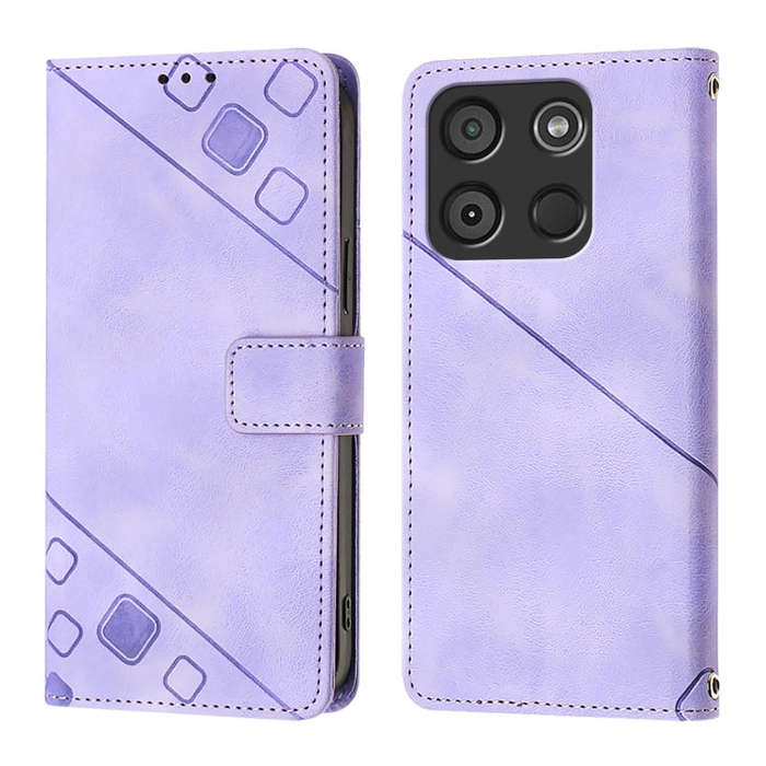 For Itel A60 / A60s Skin Feel Embossed Leather Phone Case(Light Purple)