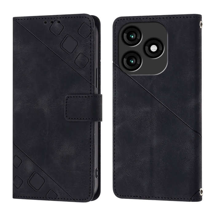 For Itel A70 Skin Feel Embossed Leather Phone Case(Black)