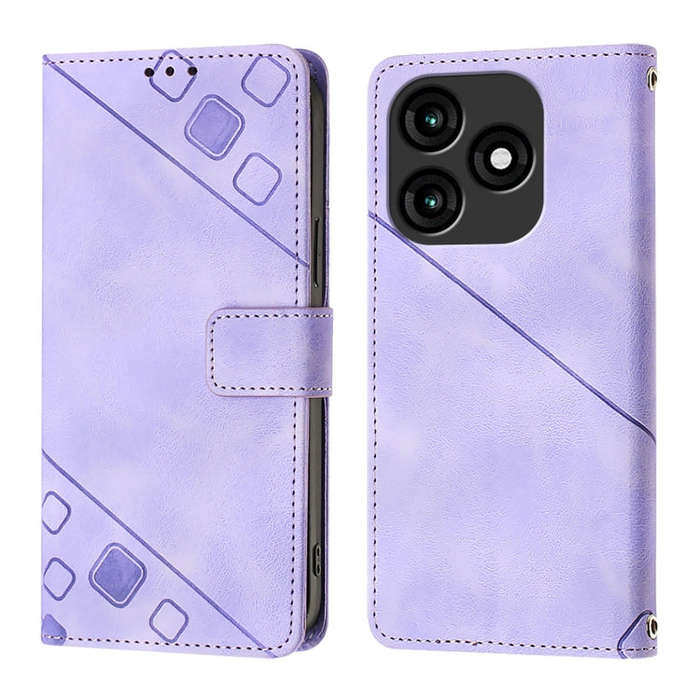 For Itel A70 Skin Feel Embossed Leather Phone Case(Light Purple)