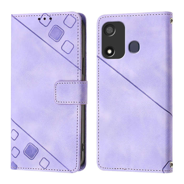 For Itel P17 / A27 Skin Feel Embossed Leather Phone Case(Light Purple)