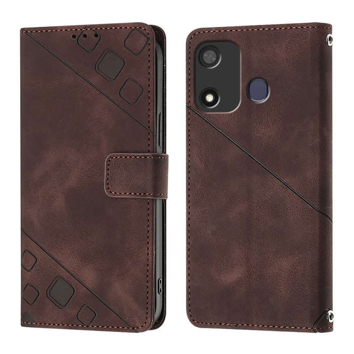 For Itel P17 / A27 Skin Feel Embossed Leather Phone Case(Brown)