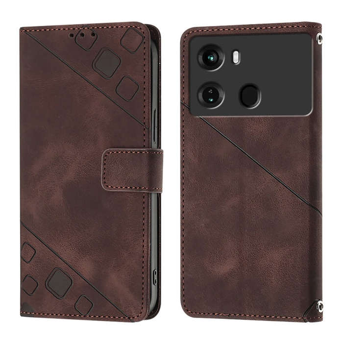 For Itel P40 Skin Feel Embossed Leather Phone Case(Brown)