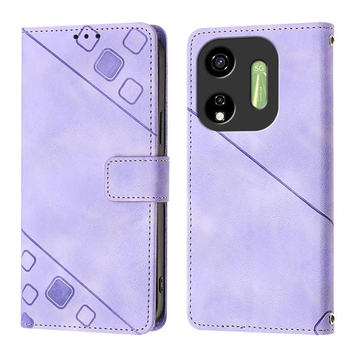 For Itel P55 5G Skin Feel Embossed Leather Phone Case(Light Purple)