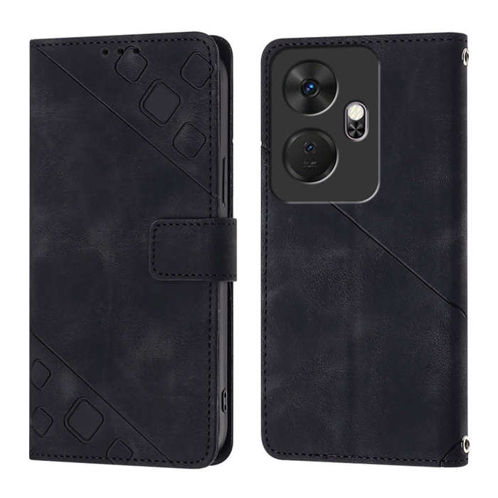 For Itel P55+ Skin Feel Embossed Leather Phone Case(Black)
