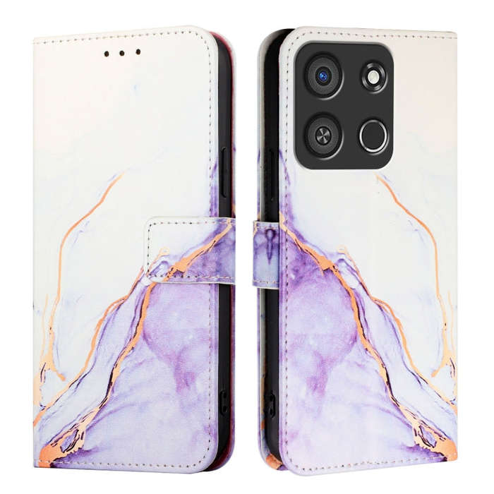 For itel A05s PT003 Marble Pattern Flip Leather Phone Case(White Purple)