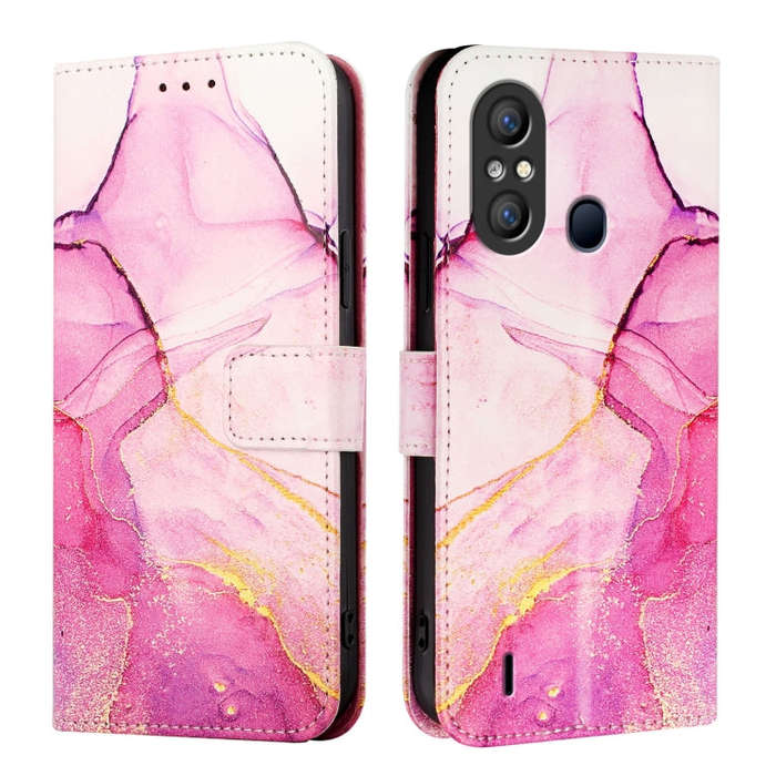 For itel A58 / A49 PT003 Marble Pattern Flip Leather Phone Case(Pink Purple Gold)